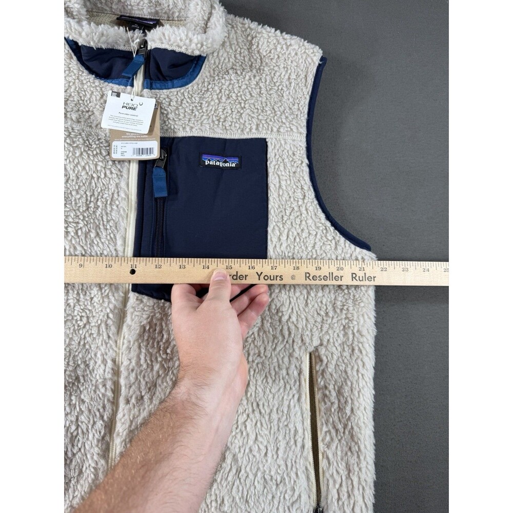 Patagonia Retro X Fleece Vest Mens XL Natural Beige Full Zip Sherpa Pile Logo - Picture 5 of 9